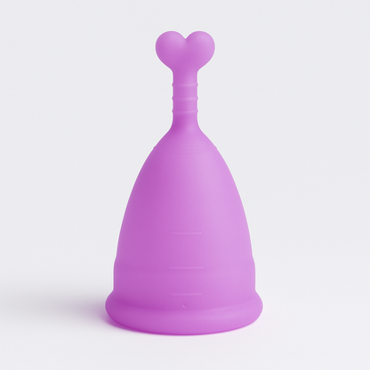 Eco-Friendly Silicone Menstrual Cup with Cute Heart & Moon Design