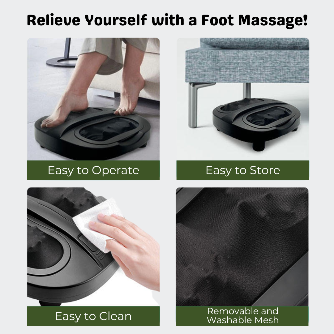 Foot massage device with features highlighted on a white background