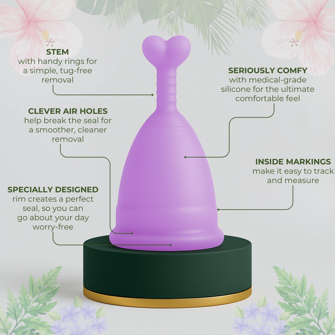 Eco-Friendly Silicone Menstrual Cup with Cute Heart & Moon Design