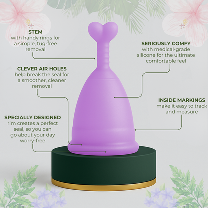 Eco-Friendly Silicone Menstrual Cup with Cute Heart & Moon Design